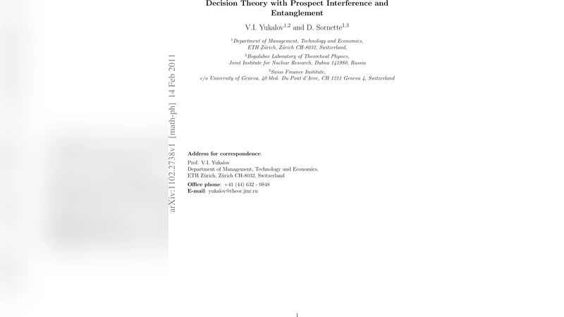 Decision Theory with Prospect Interference and Entanglement