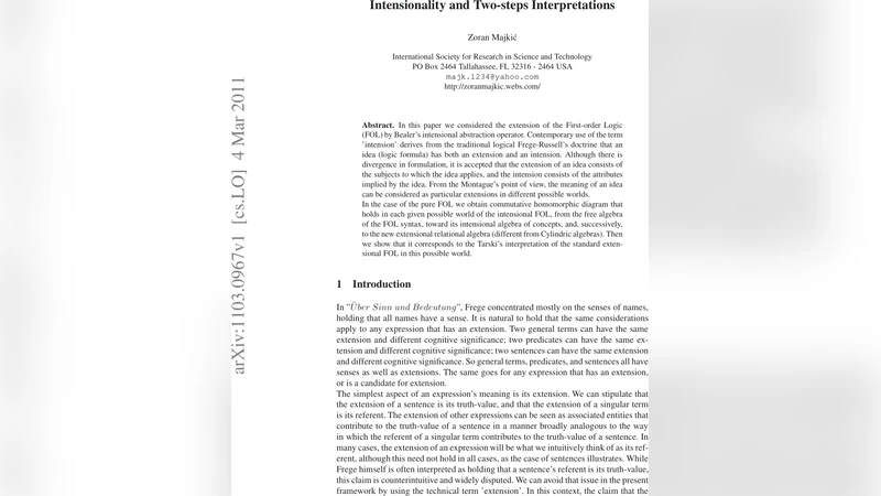 Intensionality and Two-steps Interpretations