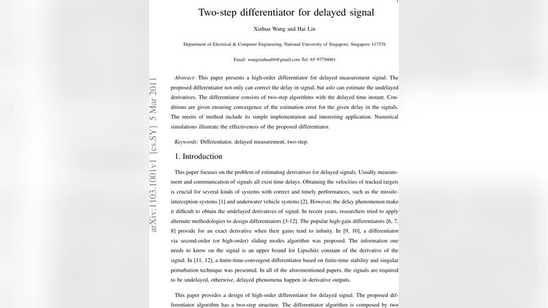 Two-step differentiator for delayed signal