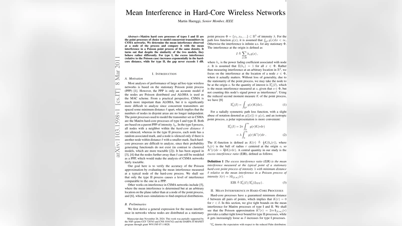 Mean Interference in Hard-Core Wireless Networks