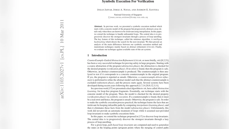 Symbolic Execution for Verification