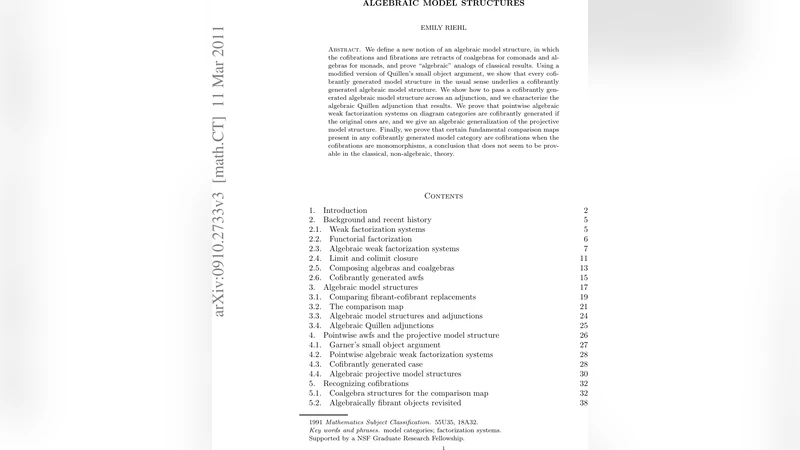 Algebraic model structures