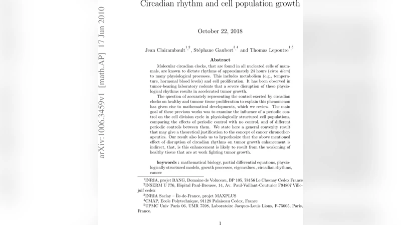 Circadian rhythm and cell population growth