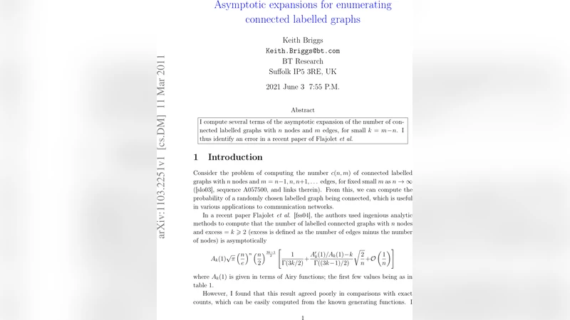 Asymptotic expansions for enumerating connected labelled graphs