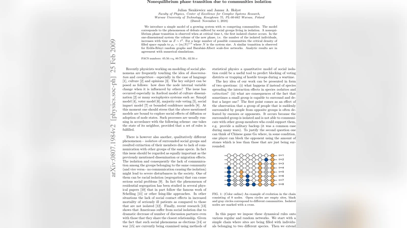 Nonequilibrium phase transition due to social group isolation