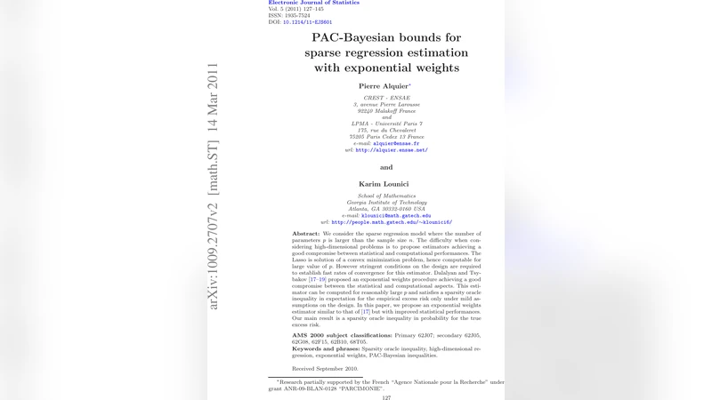 Pac-bayesian bounds for sparse regression estimation with exponential   weights