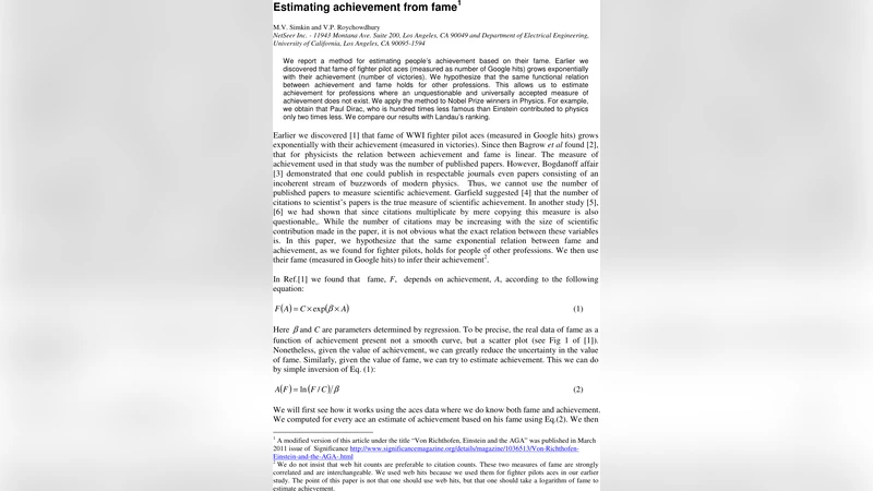 Estimating achievement from fame