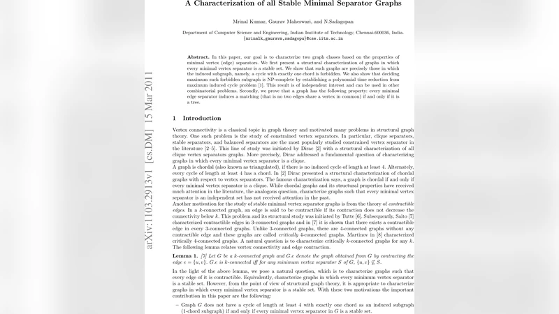 A Characterization of all Stable Minimal Separator Graphs
