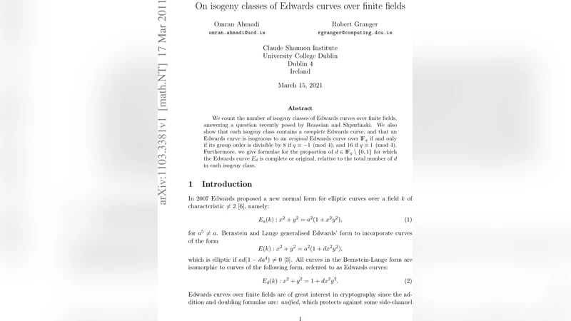 On isogeny classes of Edwards curves over finite fields