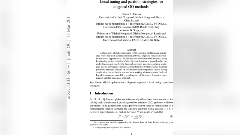 Local tuning and partition strategies for diagonal GO methods