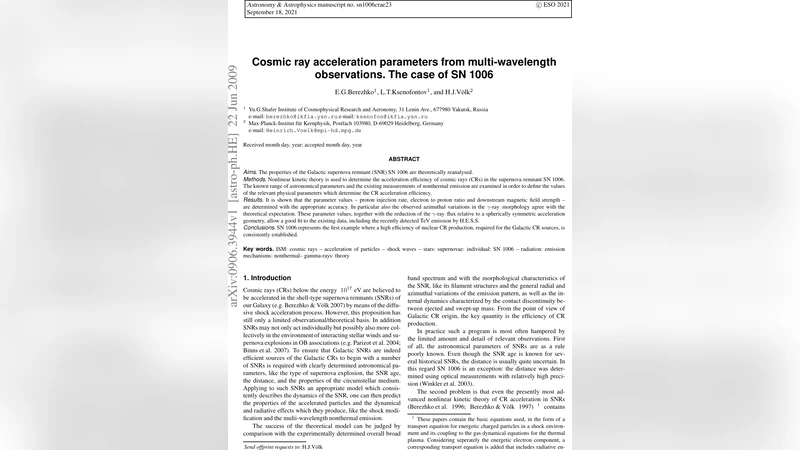 Cosmic ray acceleration parameters from multi-wavelength observations.   The case of SN 1006