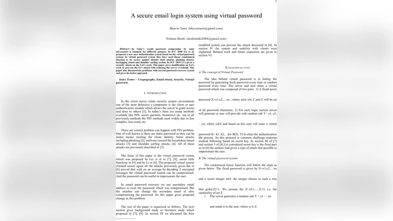 A secure email login system using virtual password