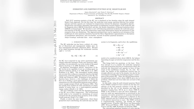 Energetics and partition function of H$_3^+$ molecular ion