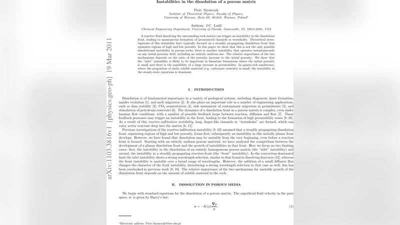 Instabilities in the dissolution of a porous matrix
