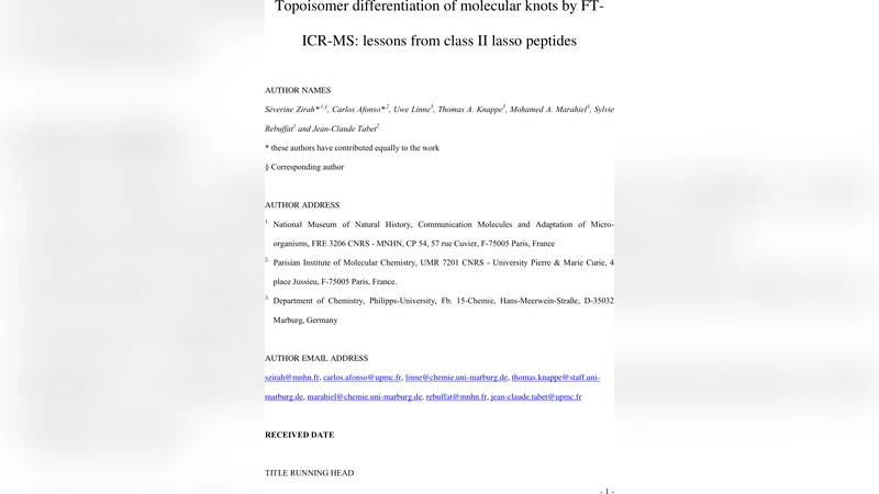 Topoisomer Differentiation of Molecular Knots by FTICR MS: Lessons from   Class II Lasso Peptides