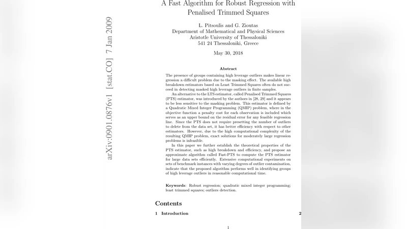 A Fast Algorithm for Robust Regression with Penalised Trimmed Squares