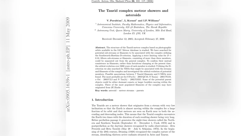 The Taurid complex meteor showers and asteroids