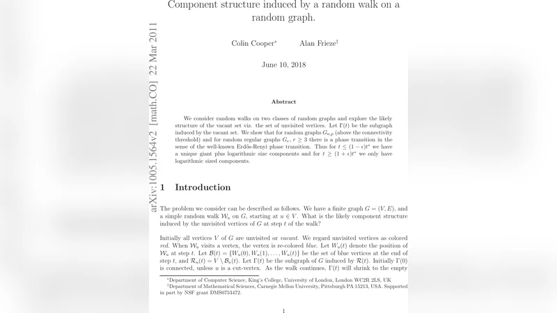 Component structure of the vacant set induced by a random walk on a   random graph