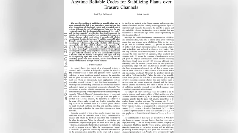 Anytime Reliable Codes for Stabilizing Plants over Erasure Channels