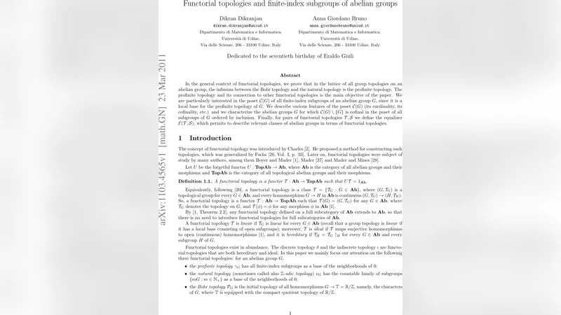 Functorial topologies and finite-index subgroups of abelian groups