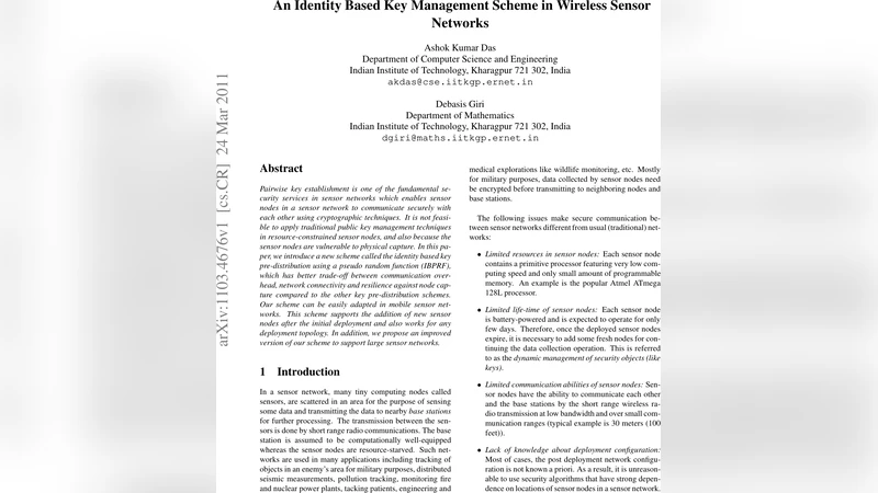 An Identity Based Key Management Scheme in Wireless Sensor Networks