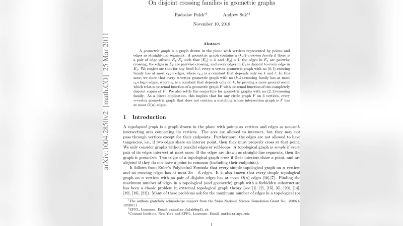 On disjoint crossing families in geometric graphs