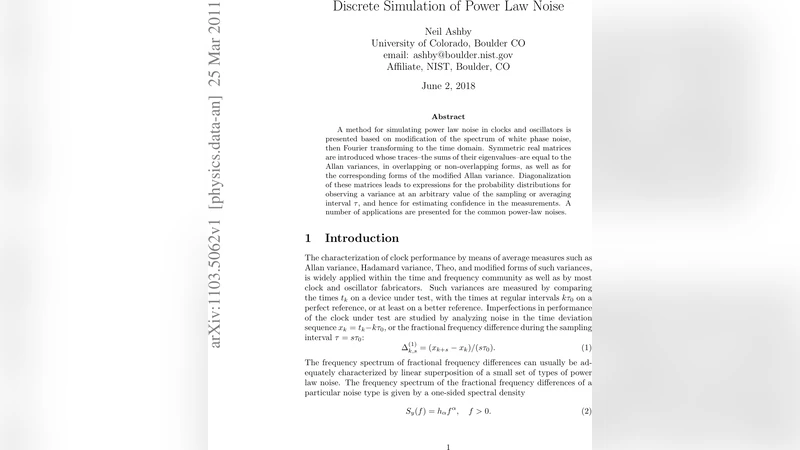 Discrete simulation of power law noise