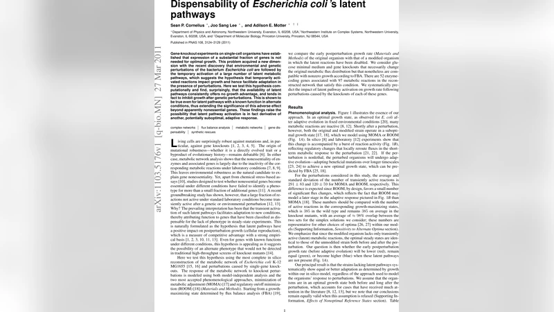 Dispensability of Escherichia colis latent pathways
