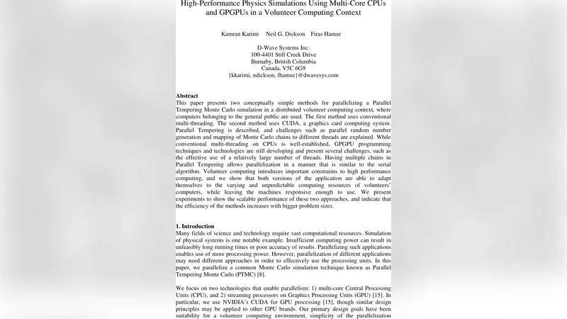 High-Performance Physics Simulations Using Multi-Core CPUs and GPGPUs in   a Volunteer Computing Context