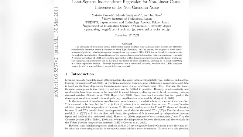 Least-Squares Independence Regression for Non-Linear Causal Inference   under Non-Gaussian Noise