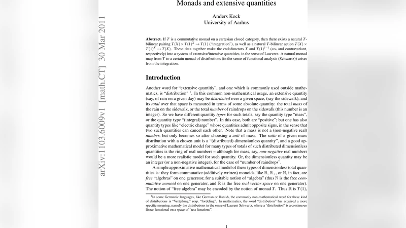 Monads and extensive quantities