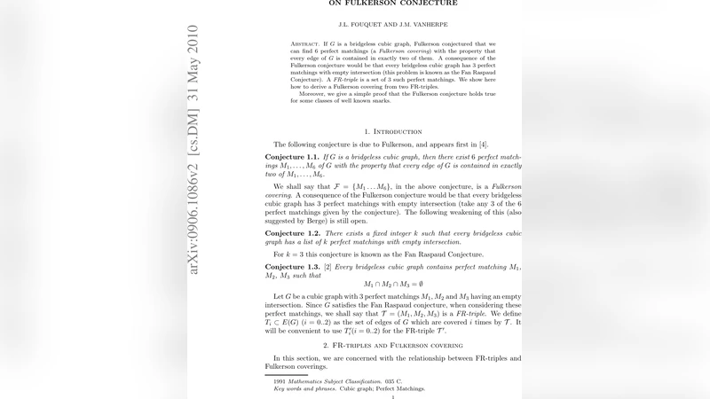 On Fulkerson conjecture