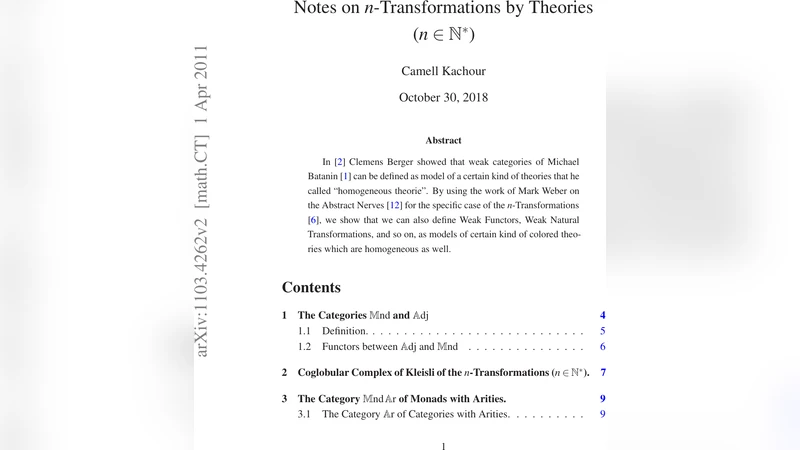 Notes on $n$-Transformations by Theories ($nin {mathbb{N}^*}$)