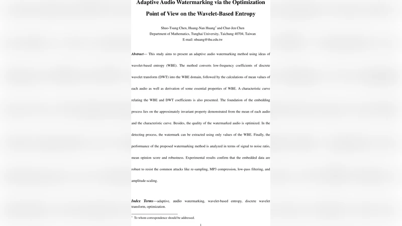 Adaptive Audio Watermarking via the Optimization Point of View on the   Wavelet-Based Entropy