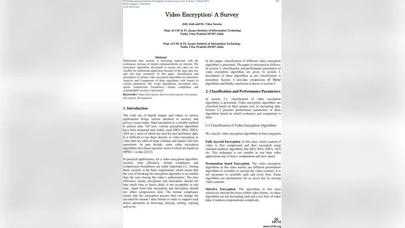 Video Encryption: A Survey