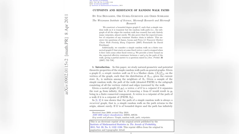 Cutpoints and resistance of random walk paths