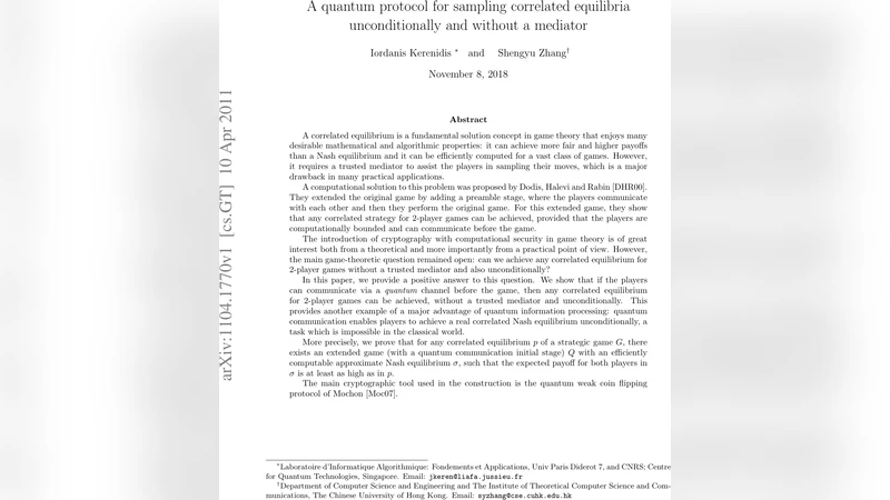 A quantum protocol for sampling correlated equilibria unconditionally   and without a mediator