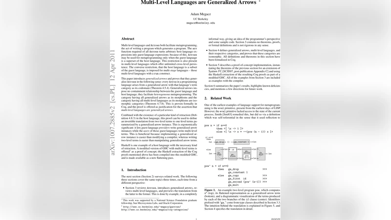 Multi-Level Languages are Generalized Arrows