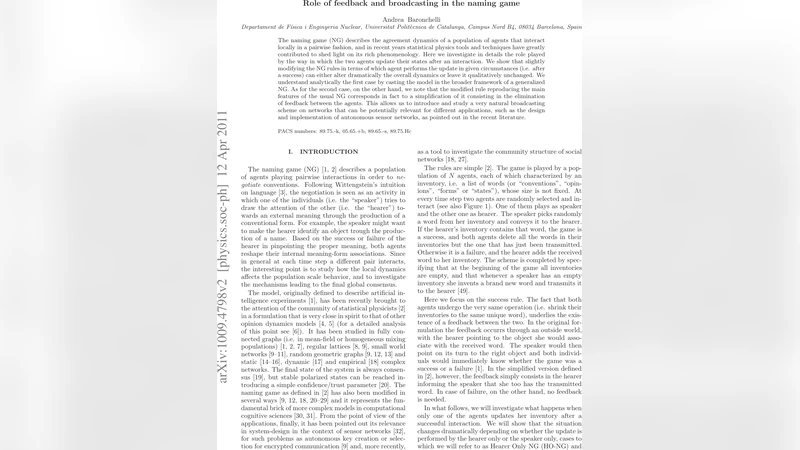 Role of feedback and broadcasting in the naming game