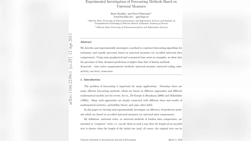Experimental Investigation of Forecasting Methods Based on Universal   Measures