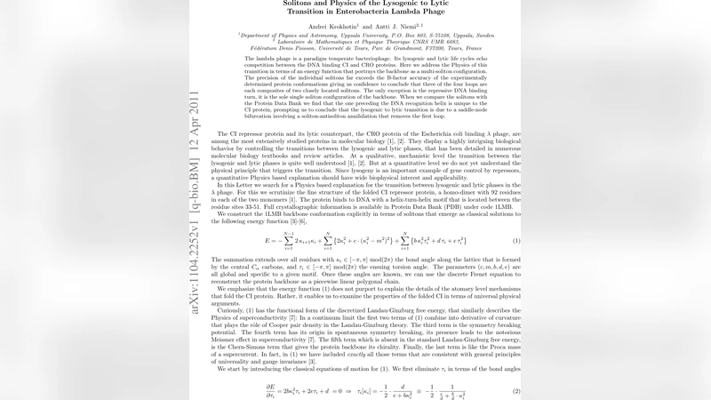 Solitons and Physics of the Lysogenic to Lytic Transition in   Enterobacteria Lambda Phage