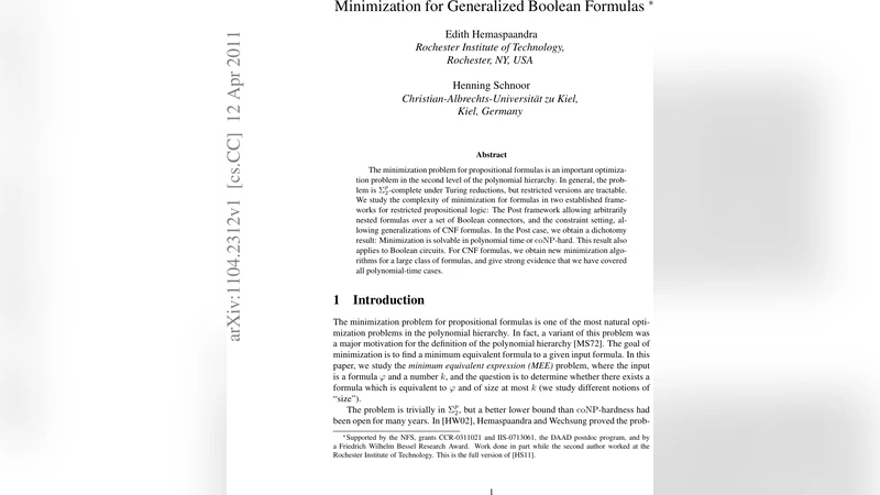 Minimization for Generalized Boolean Formulas