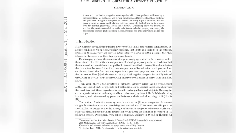 An embedding theorem for adhesive categories