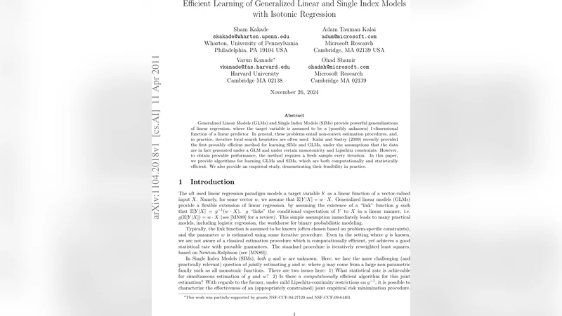 Efficient Learning of Generalized Linear and Single Index Models with   Isotonic Regression