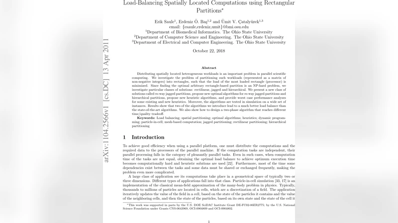 Load-Balancing Spatially Located Computations using Rectangular   Partitions