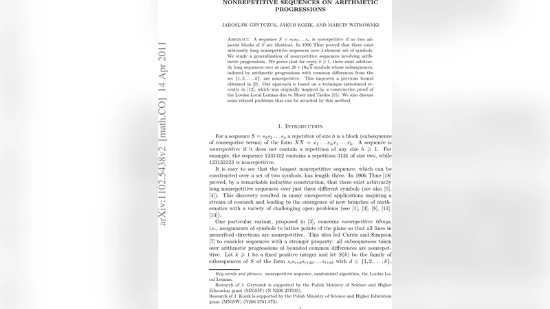 Nonrepetitive sequences on arithmetic progressions