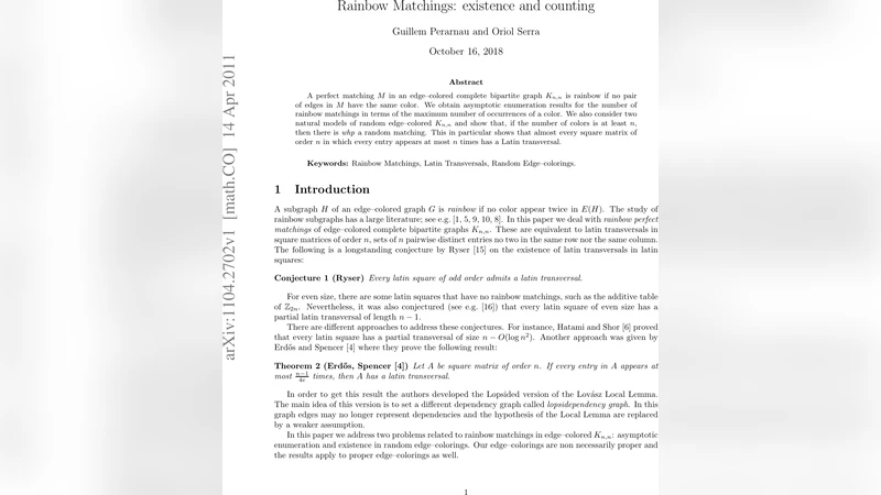 Rainbow Matchings: existence and counting