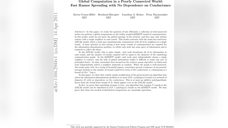 Global Computation in a Poorly Connected World: Fast Rumor Spreading   with No Dependence on Conductance