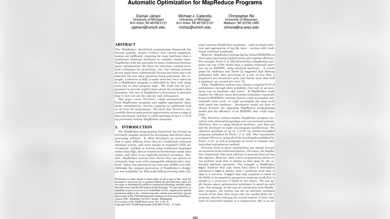 Automatic Optimization for MapReduce Programs