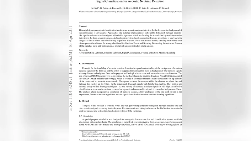 Signal Classification for Acoustic Neutrino Detection